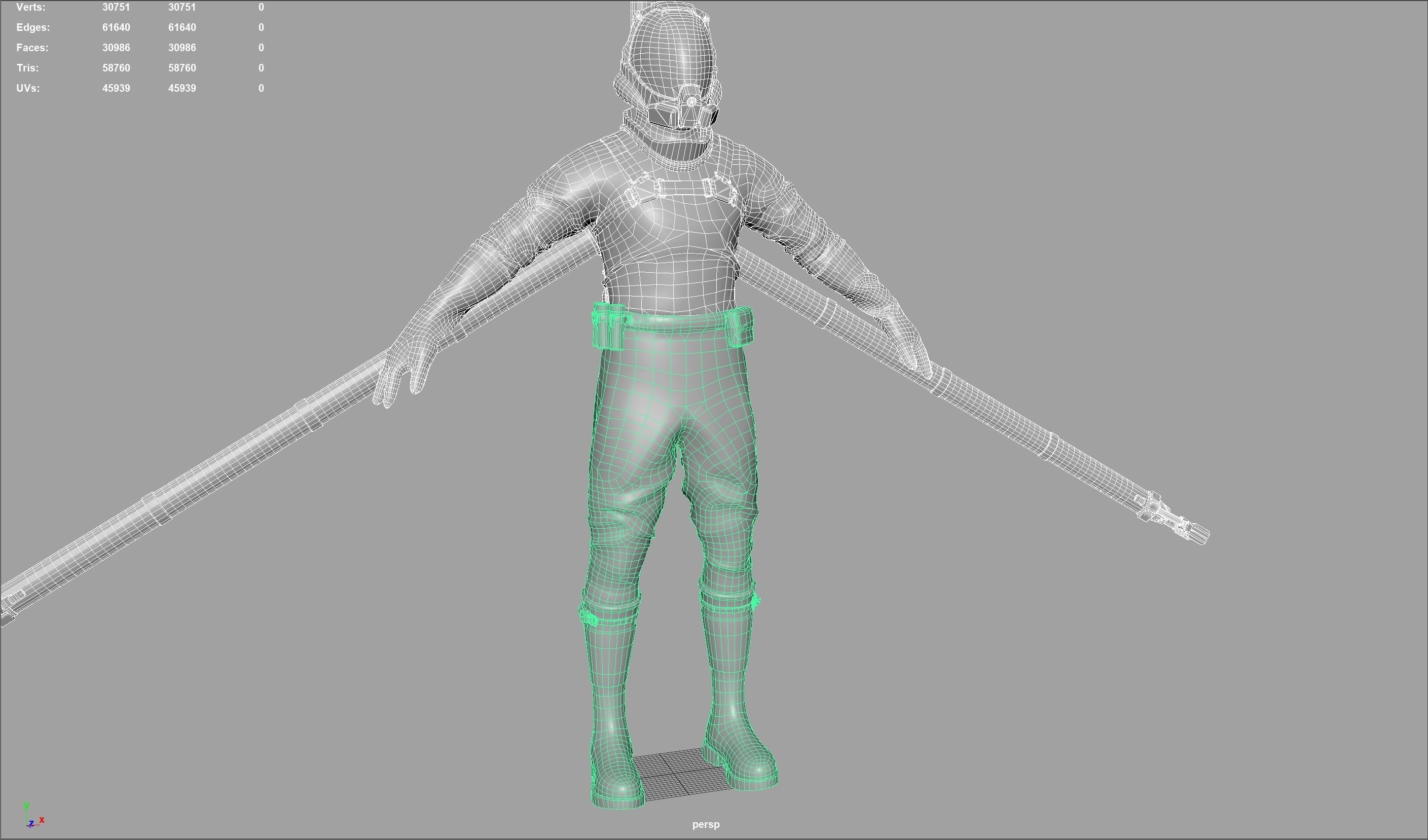 Explorer man in space suit Low-poly 3D model_10
