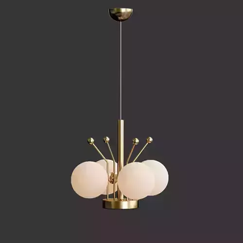 Sphere collection pendant light in brass with glass balls 3D model