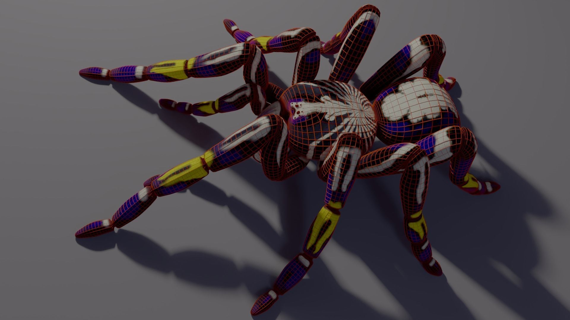 Freaky blue spider Low-poly 3D model_5