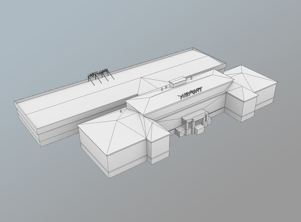 Airport Terminal UIII Old Terminal Low-poly 3D model_10