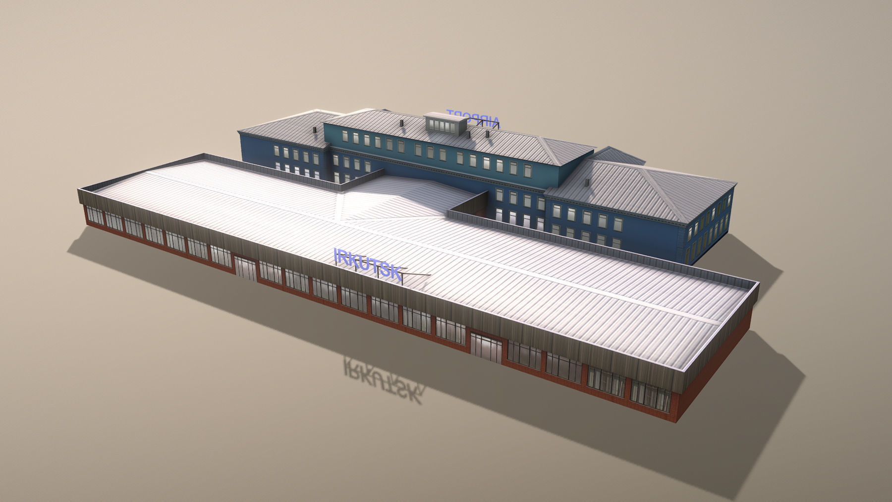 Airport Terminal UIII Old Terminal Low-poly 3D model_3
