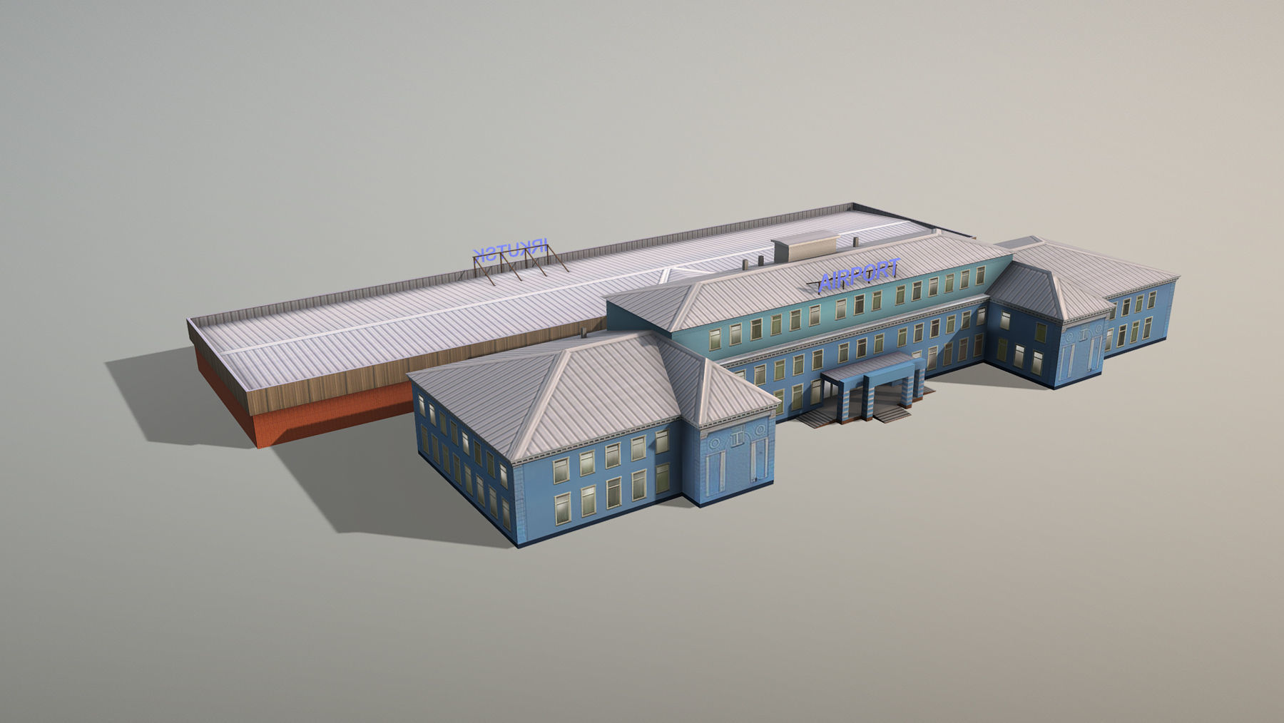 Airport Terminal UIII Old Terminal Low-poly 3D model_6