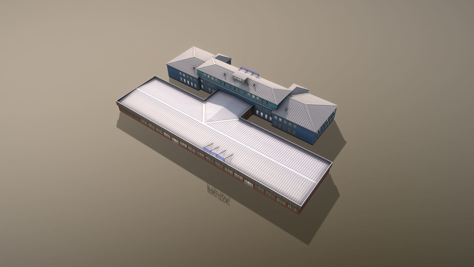 Airport Terminal UIII Old Terminal Low-poly 3D model_5