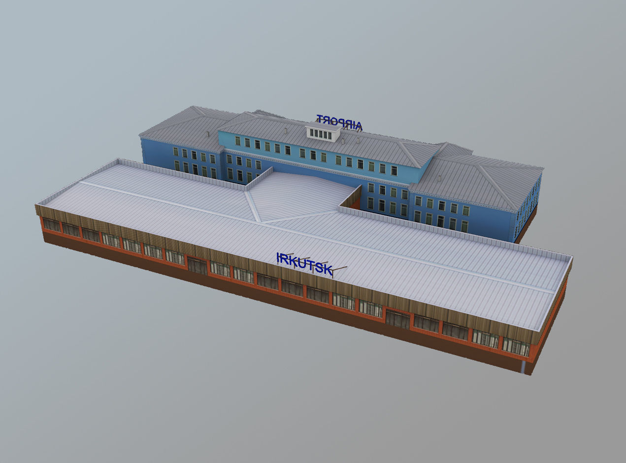Airport Terminal UIII Old Terminal Low-poly 3D model_7