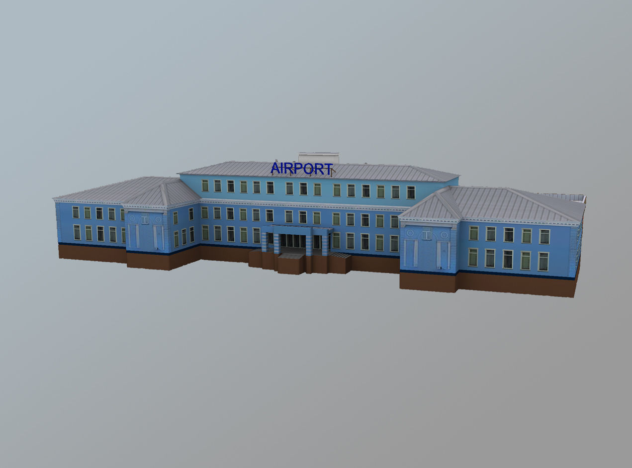 Airport Terminal UIII Old Terminal Low-poly 3D model_2