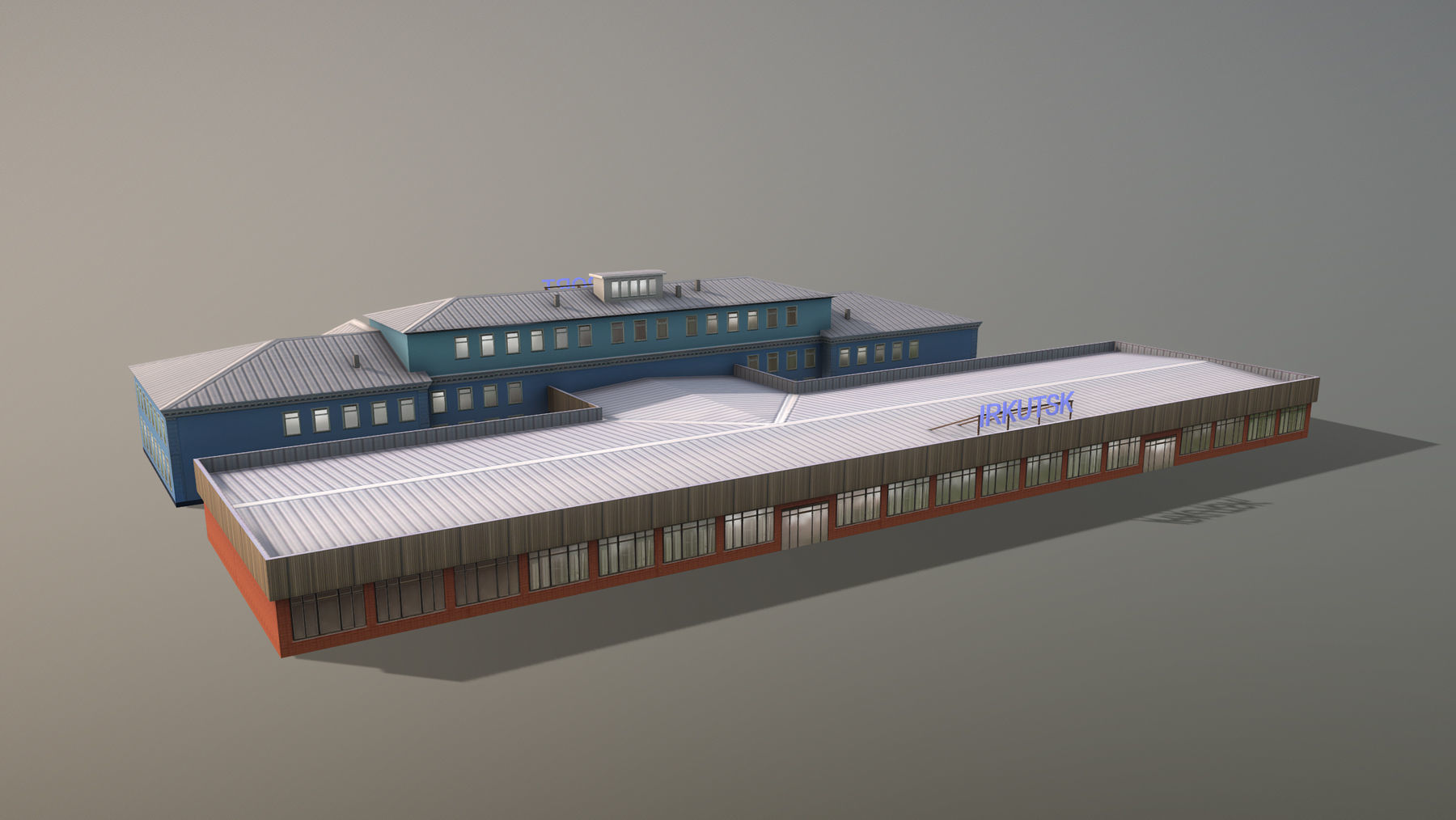 Airport Terminal UIII Old Terminal Low-poly 3D model_1