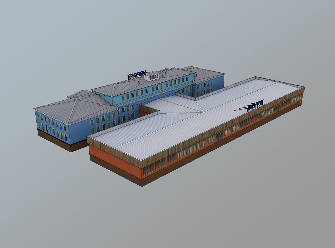 Airport Terminal UIII Old Terminal Low-poly 3D model_9