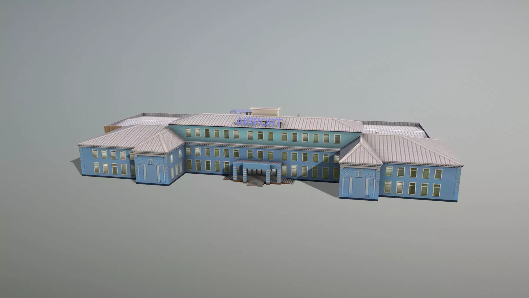 Airport Terminal UIII Old Terminal Low-poly 3D model_0
