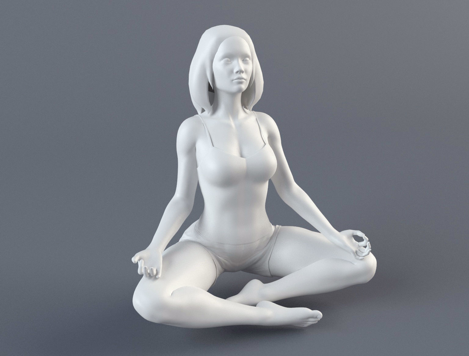 Woman 2 STL in yoga pose 3D print model_1