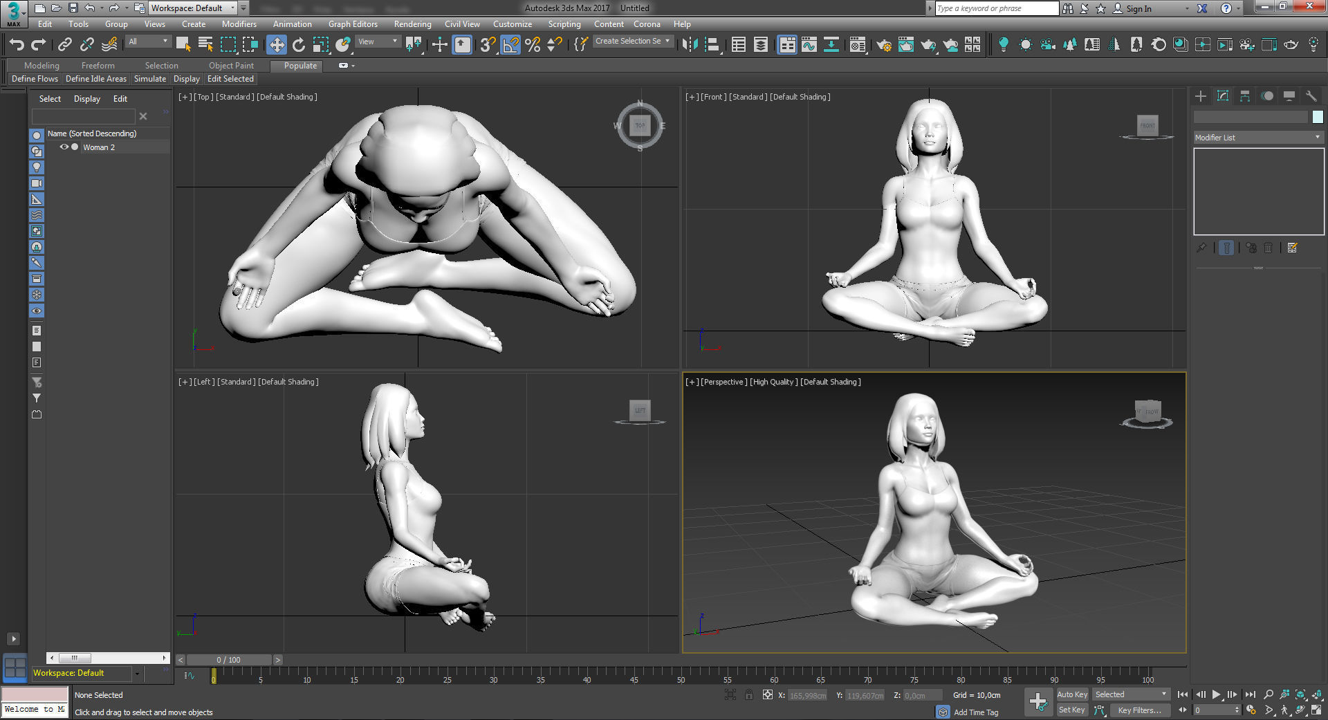 Woman 2 STL in yoga pose 3D print model_10