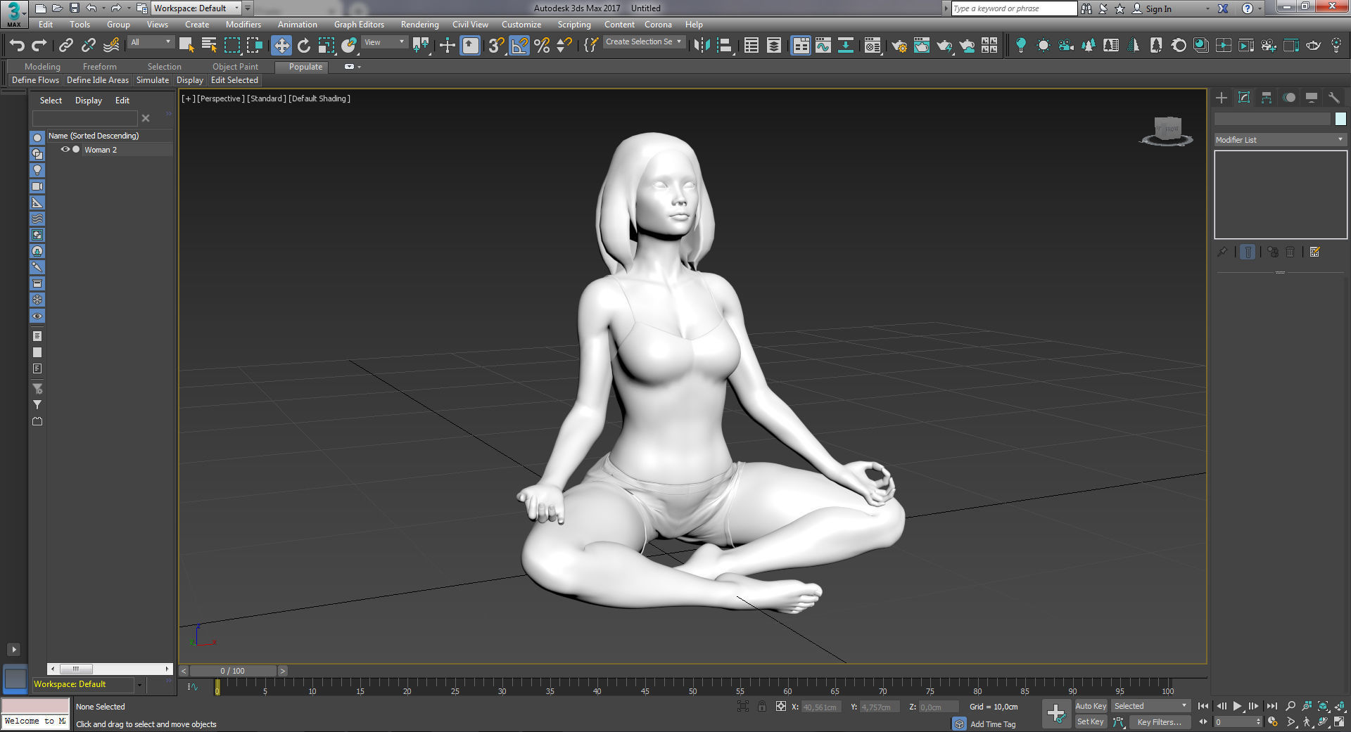 Woman 2 STL in yoga pose 3D print model_9