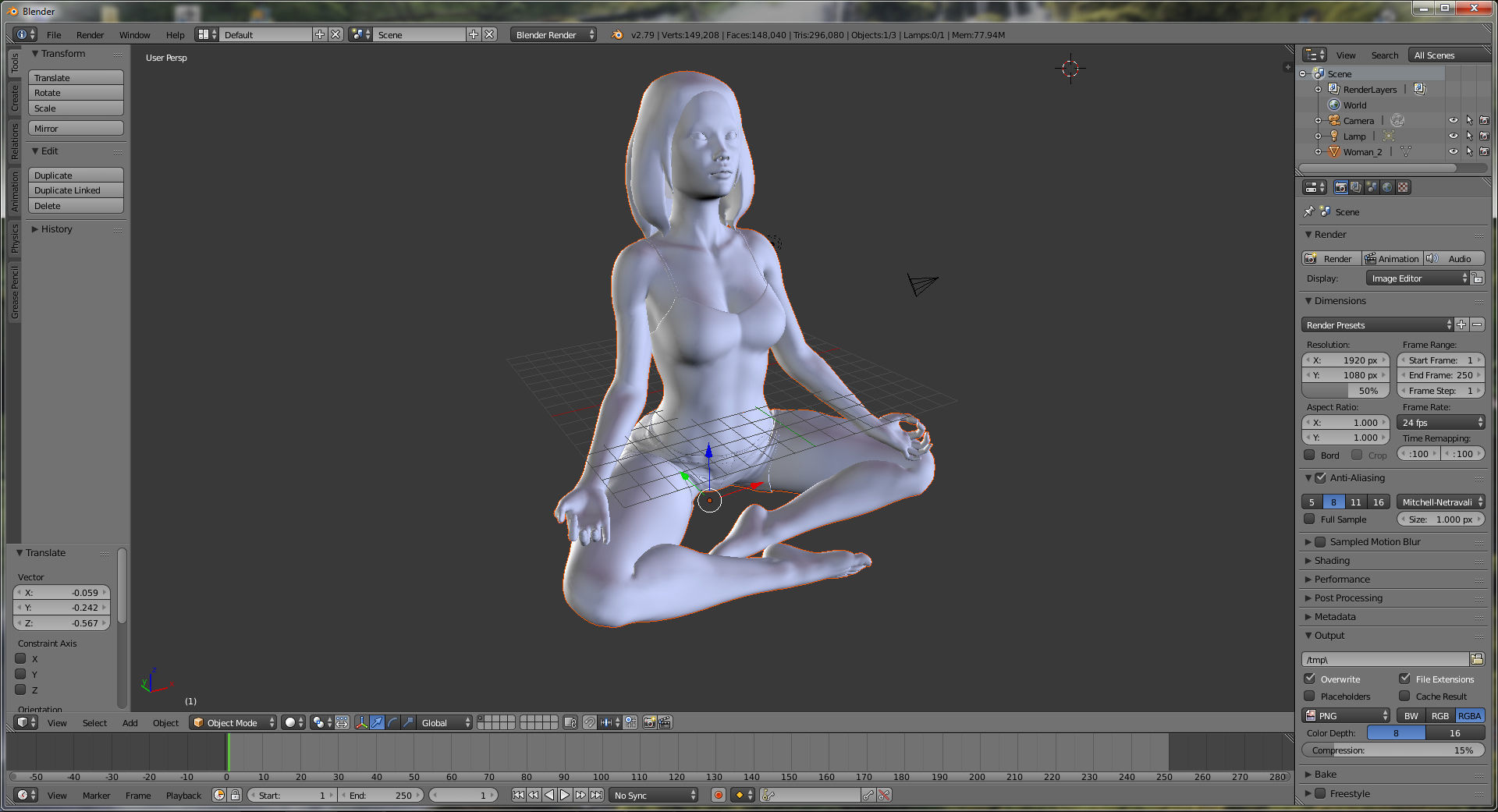Woman 2 STL in yoga pose 3D print model_11