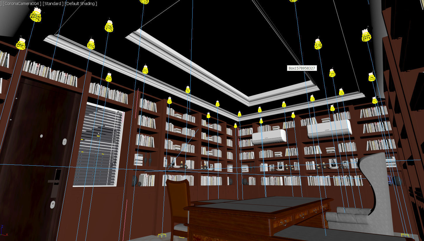 office scene and books - corona 3D print model_6