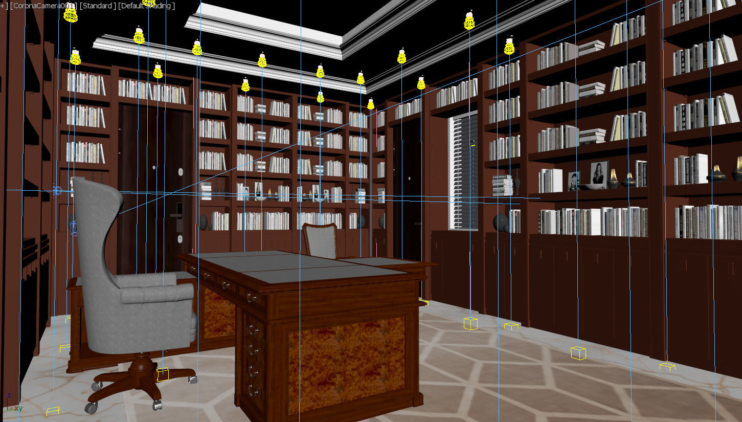 office scene and books - corona 3D print model_5