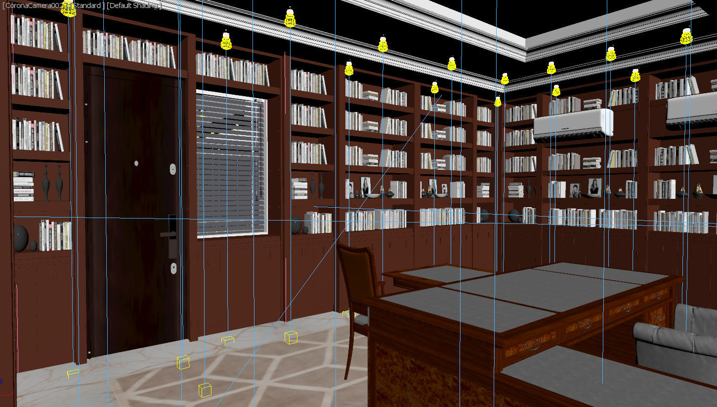 office scene and books - corona 3D print model_4