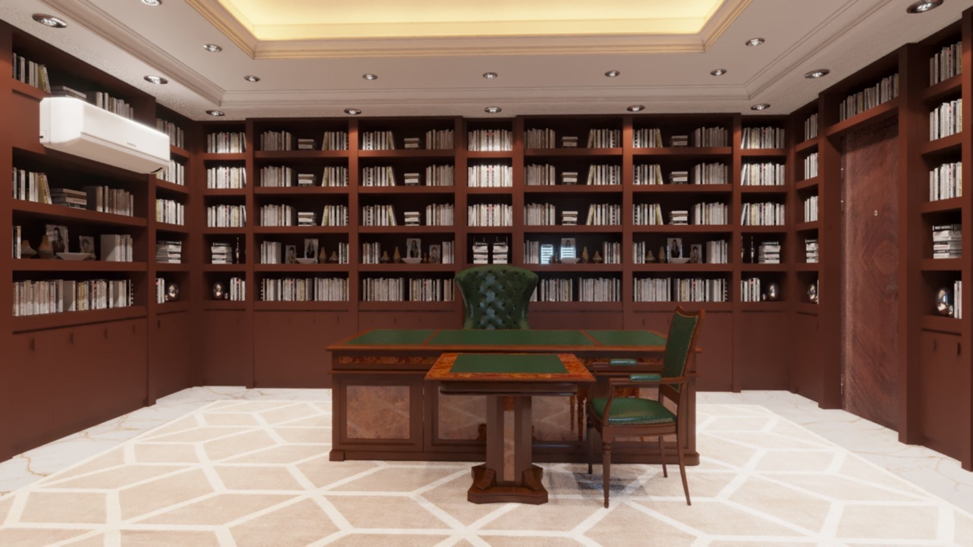 office scene and books - corona 3D print model_2