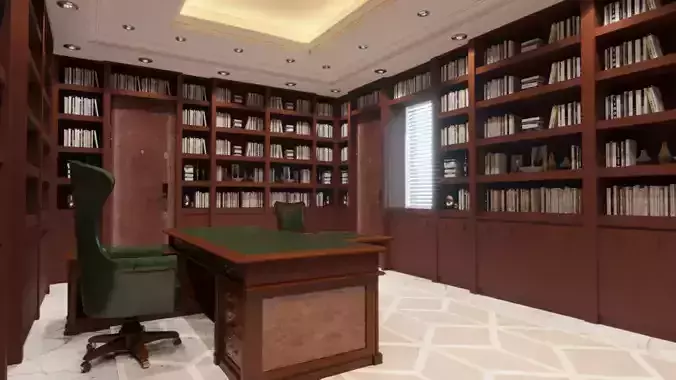 office scene and books - corona 3D print model