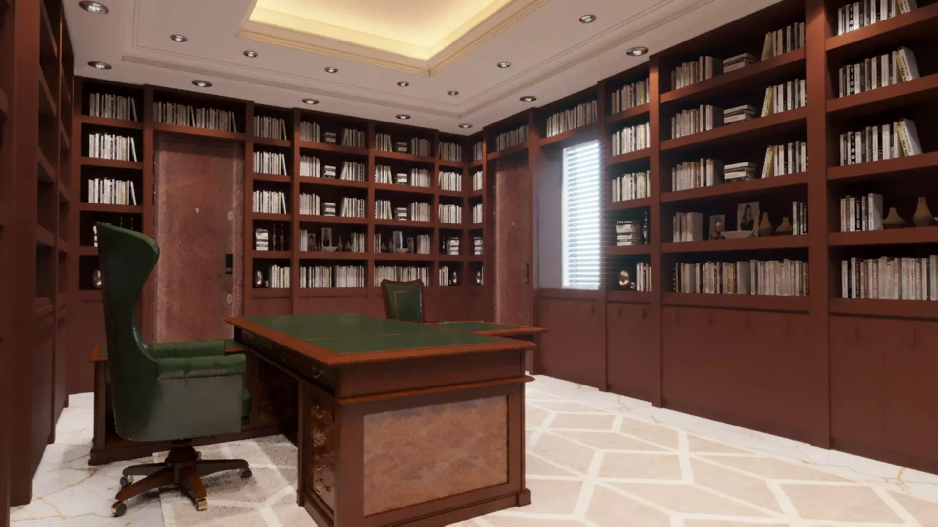 office scene and books - corona 3D print model_0