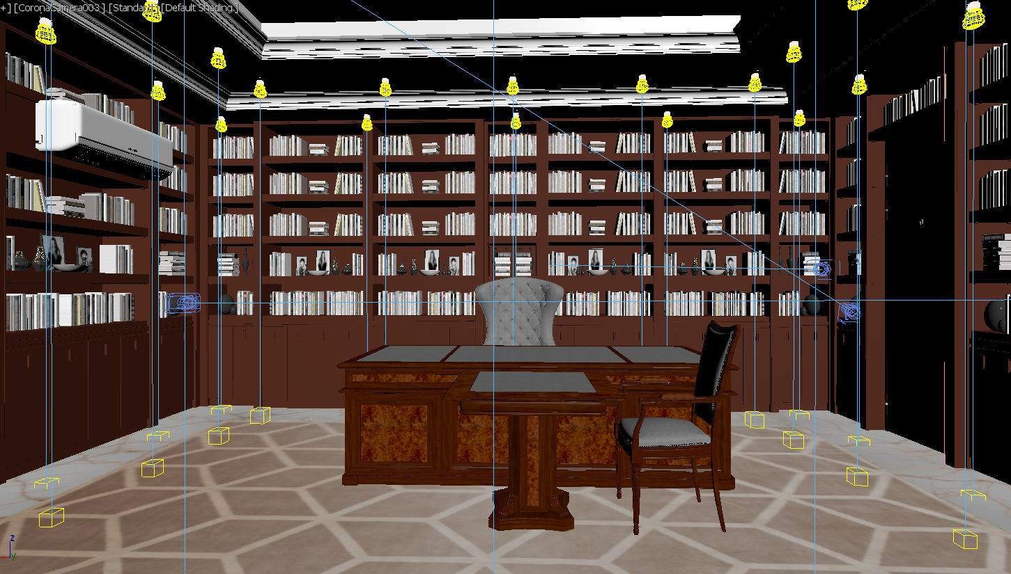 office scene and books - corona 3D print model_7