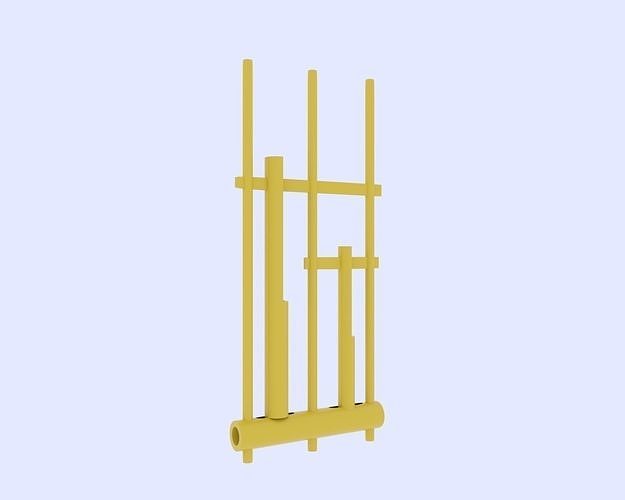 Angklung fence with two bars 3D model