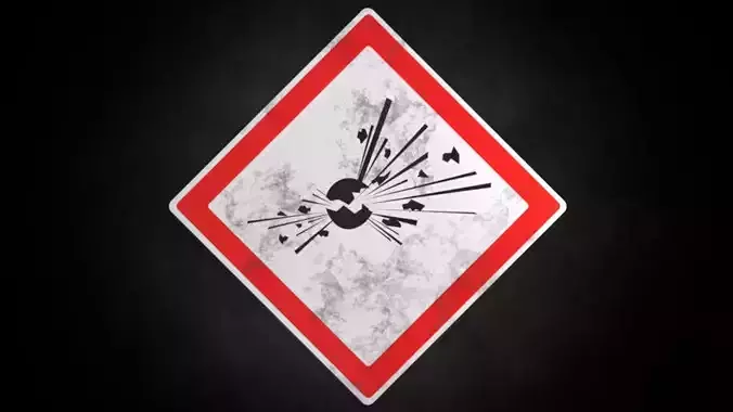 Explosive warning sign Low-poly 3D model