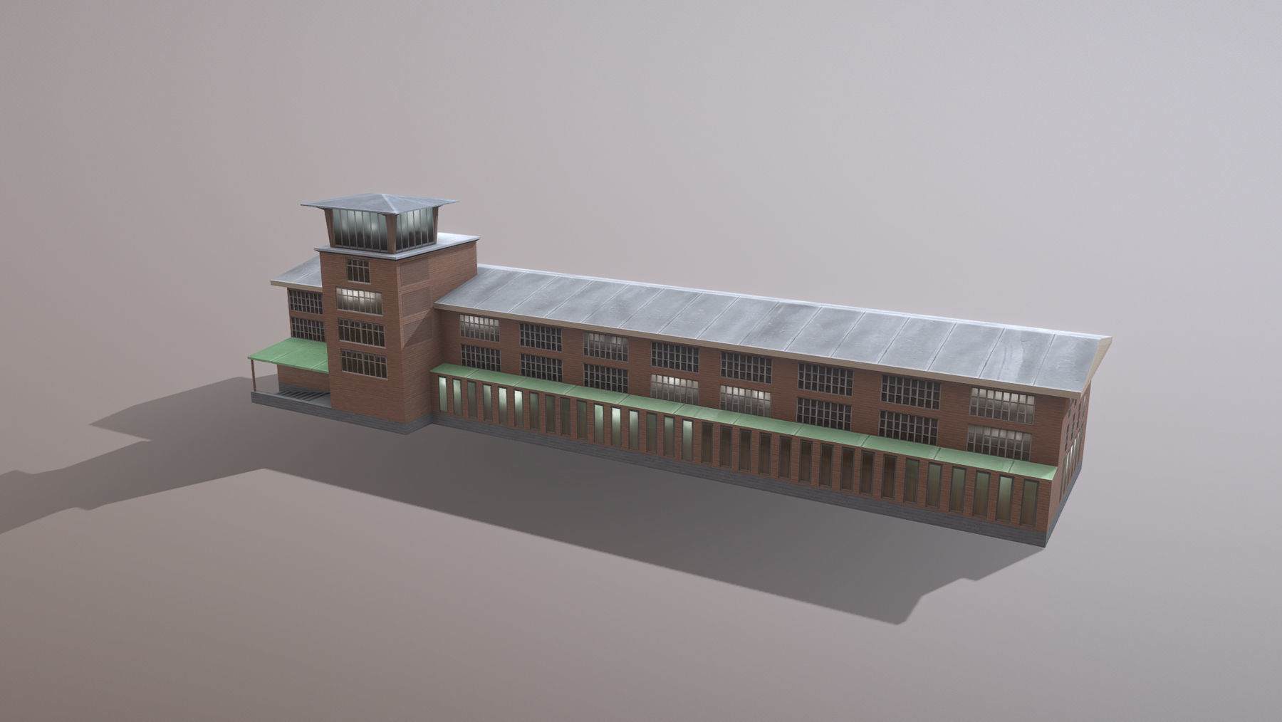 Airport Control Tower UDYZ KDP Low-poly 3D model_7