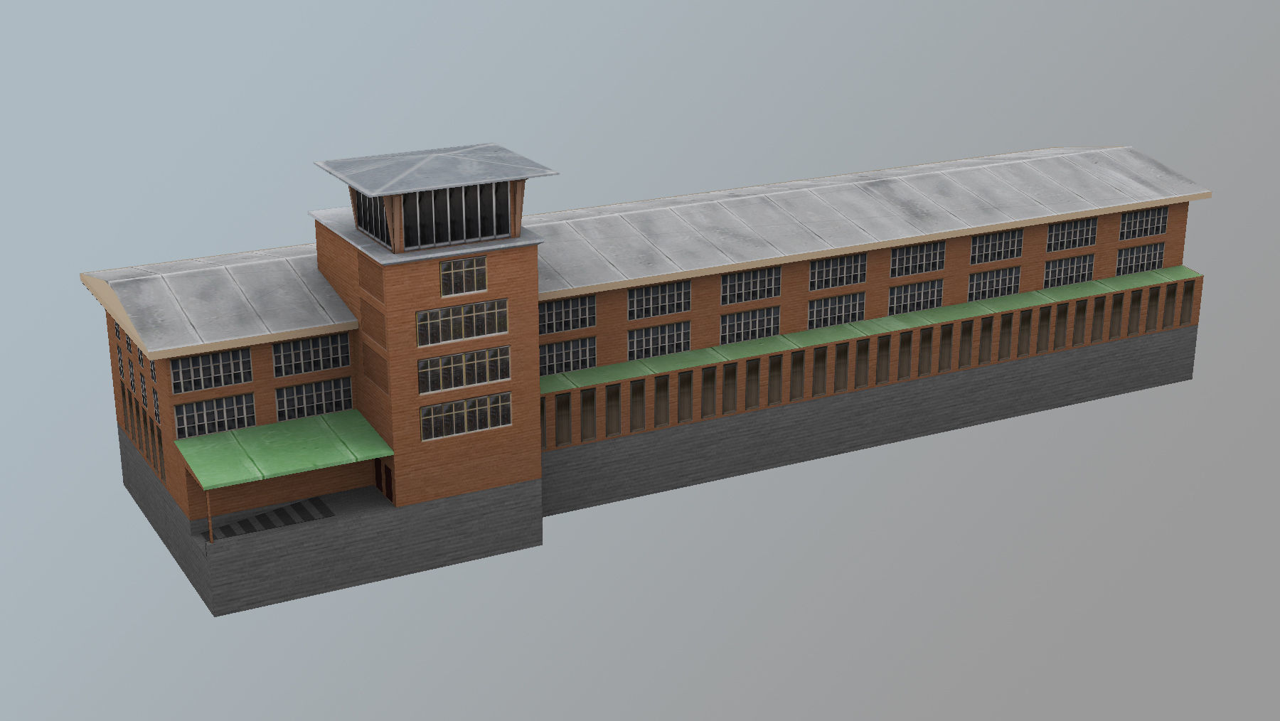 Airport Control Tower UDYZ KDP Low-poly 3D model_2