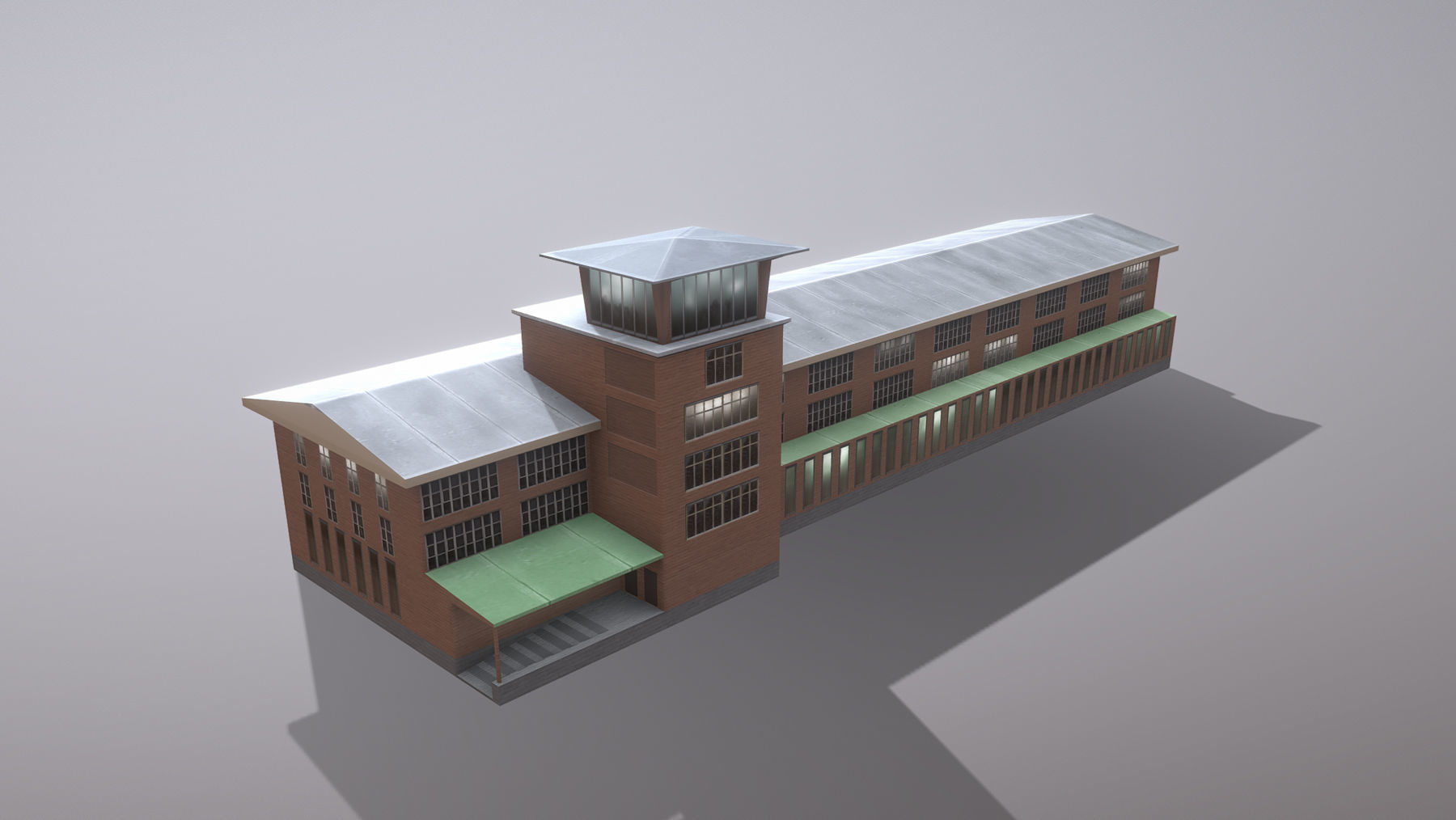 Airport Control Tower UDYZ KDP Low-poly 3D model_1