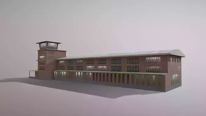 Airport Control Tower UDYZ KDP Low-poly 3D model