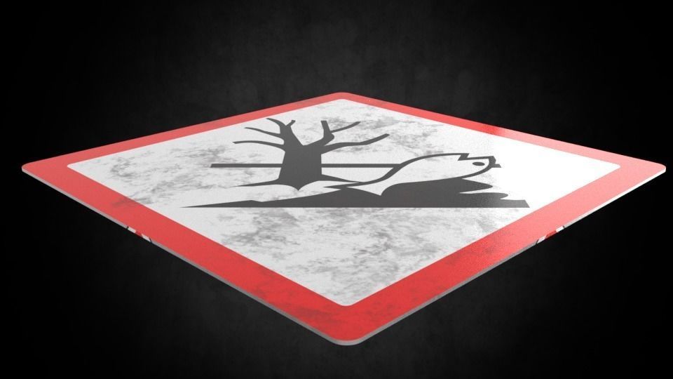 Hazardous to the environment warning sign Low-poly 3D model_7