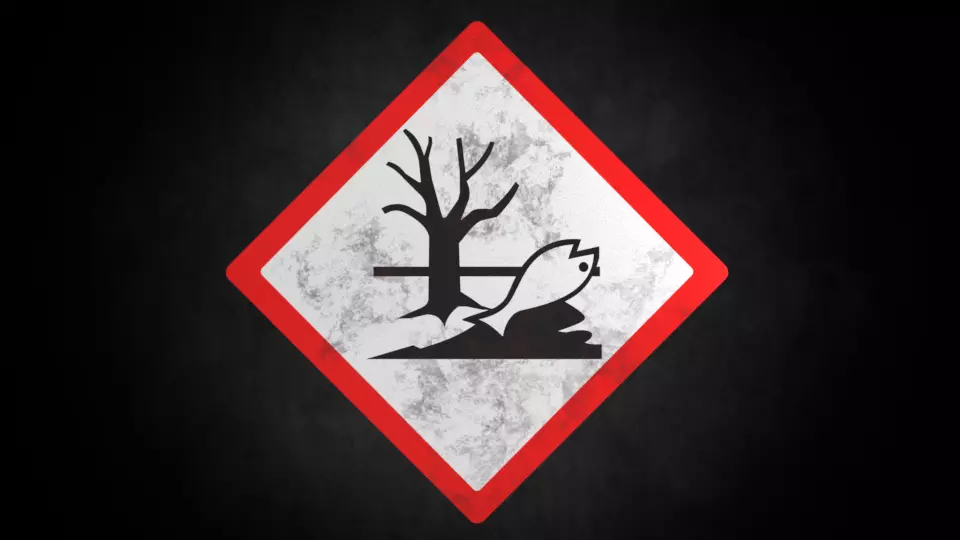Hazardous to the environment warning sign Low-poly 3D model_0