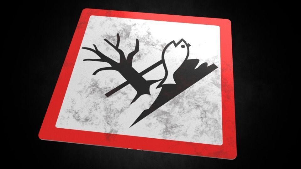 Hazardous to the environment warning sign Low-poly 3D model_1