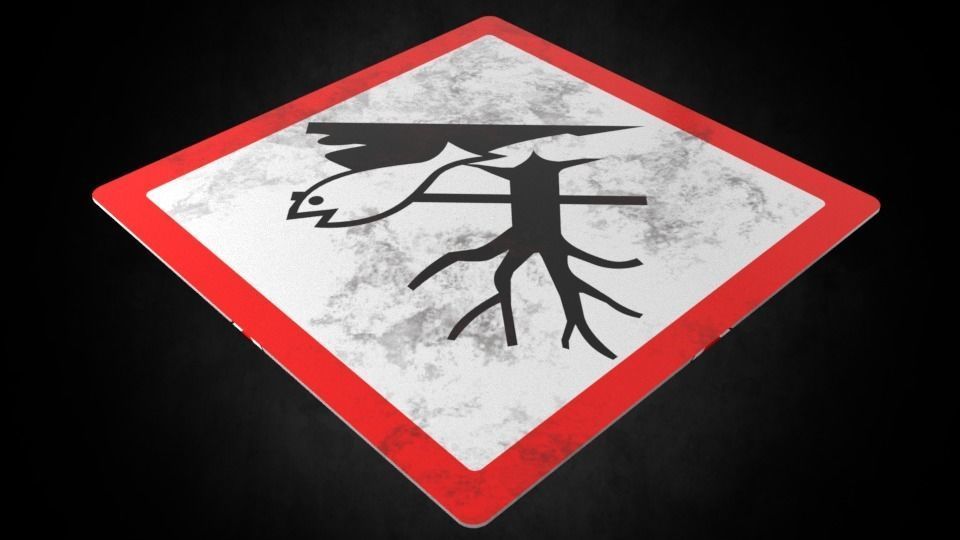 Hazardous to the environment warning sign Low-poly 3D model_3