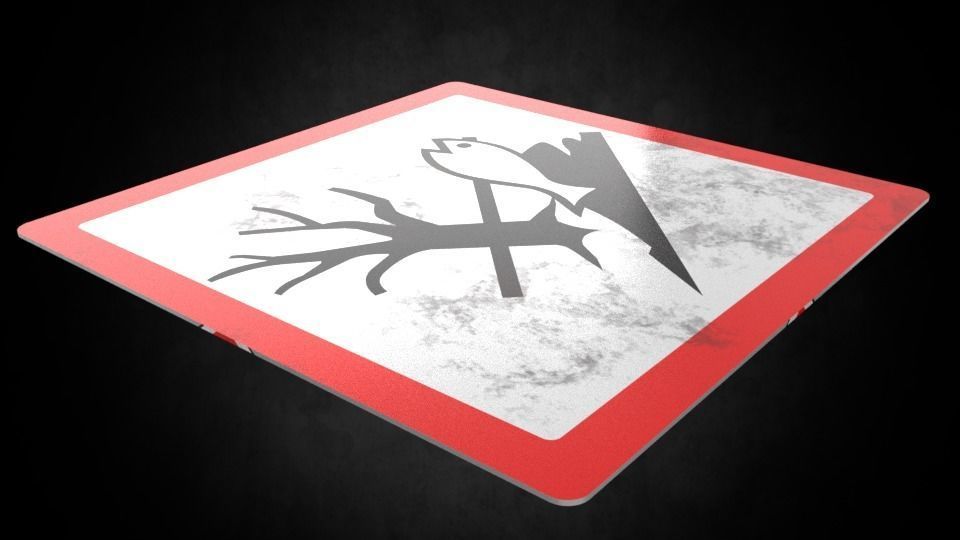 Hazardous to the environment warning sign Low-poly 3D model_5