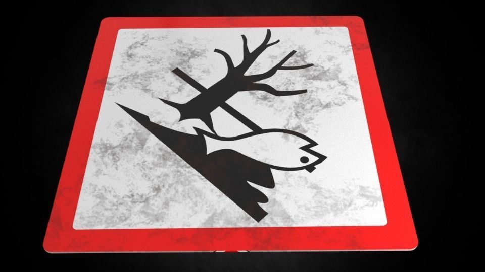Hazardous to the environment warning sign Low-poly 3D model_2