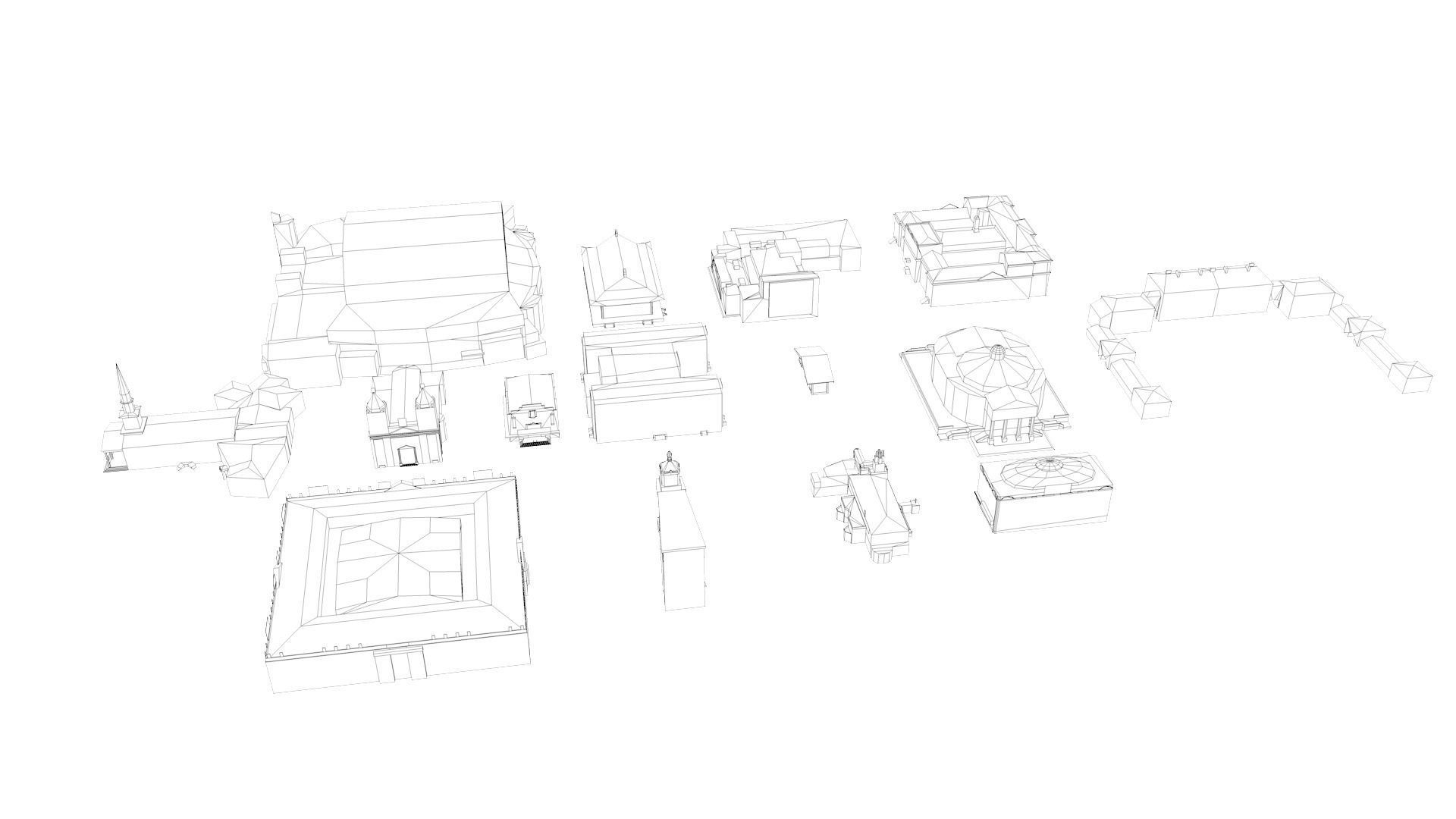 Low Poly Buildings PACK Low-poly 3D model_1