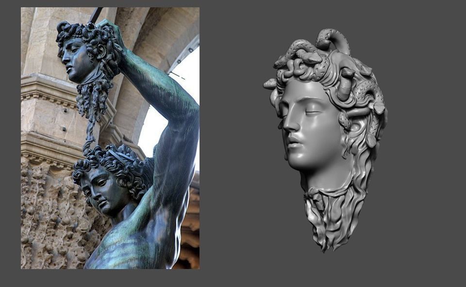 Medusa gorgon jewelry pendant 3D print model_5