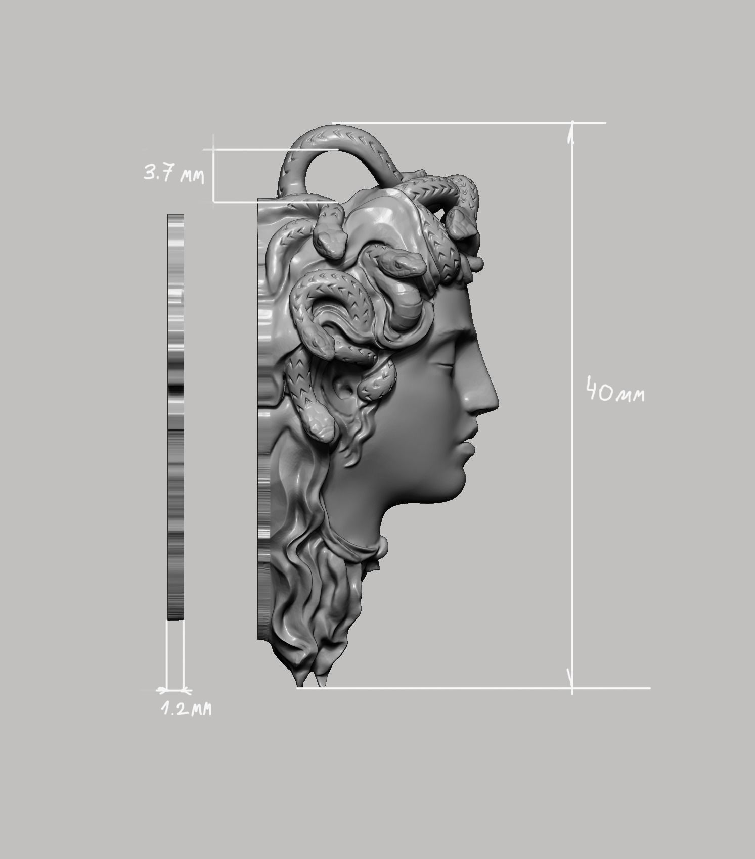 Medusa gorgon jewelry pendant 3D print model_3