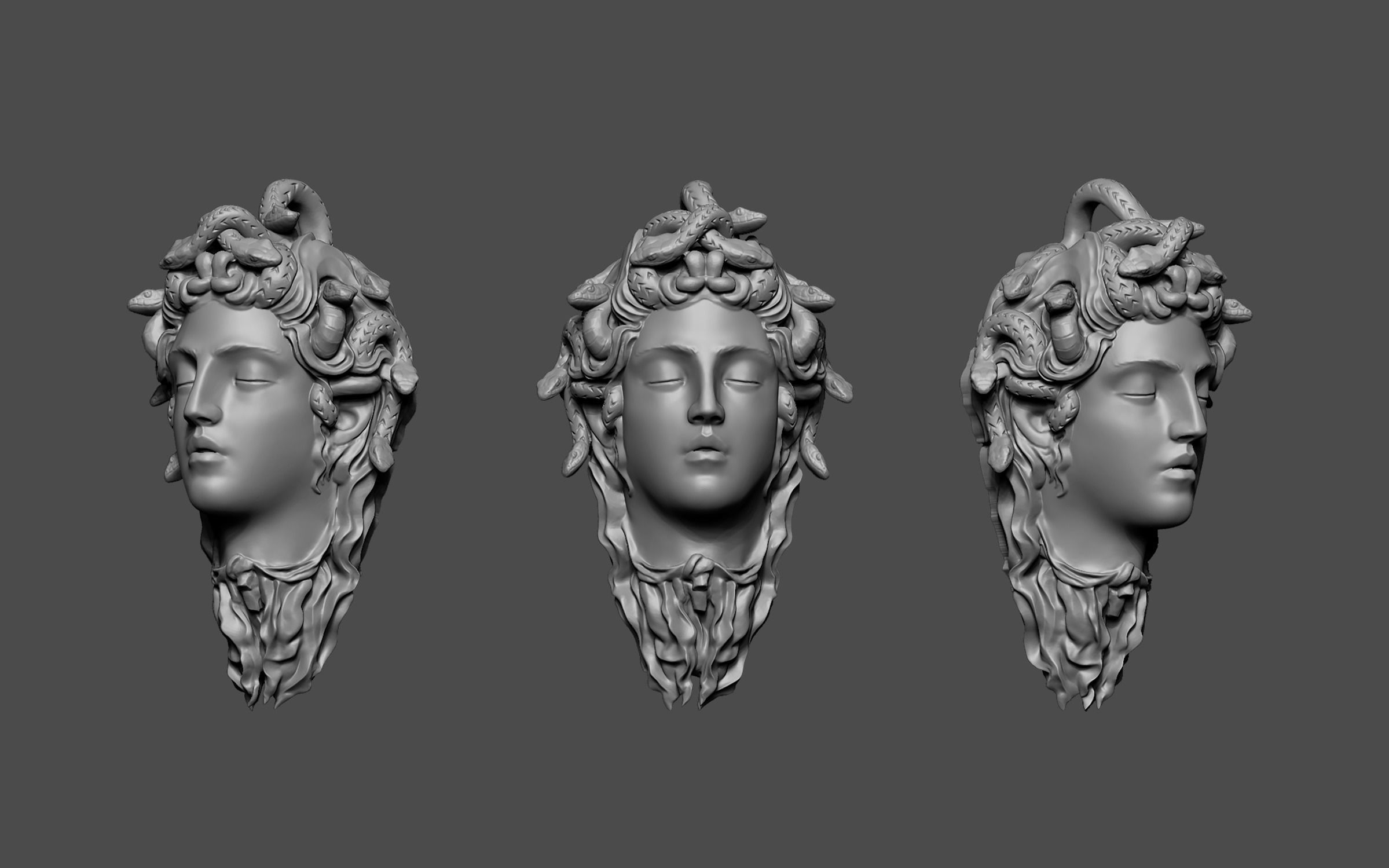Medusa gorgon jewelry pendant 3D print model_1
