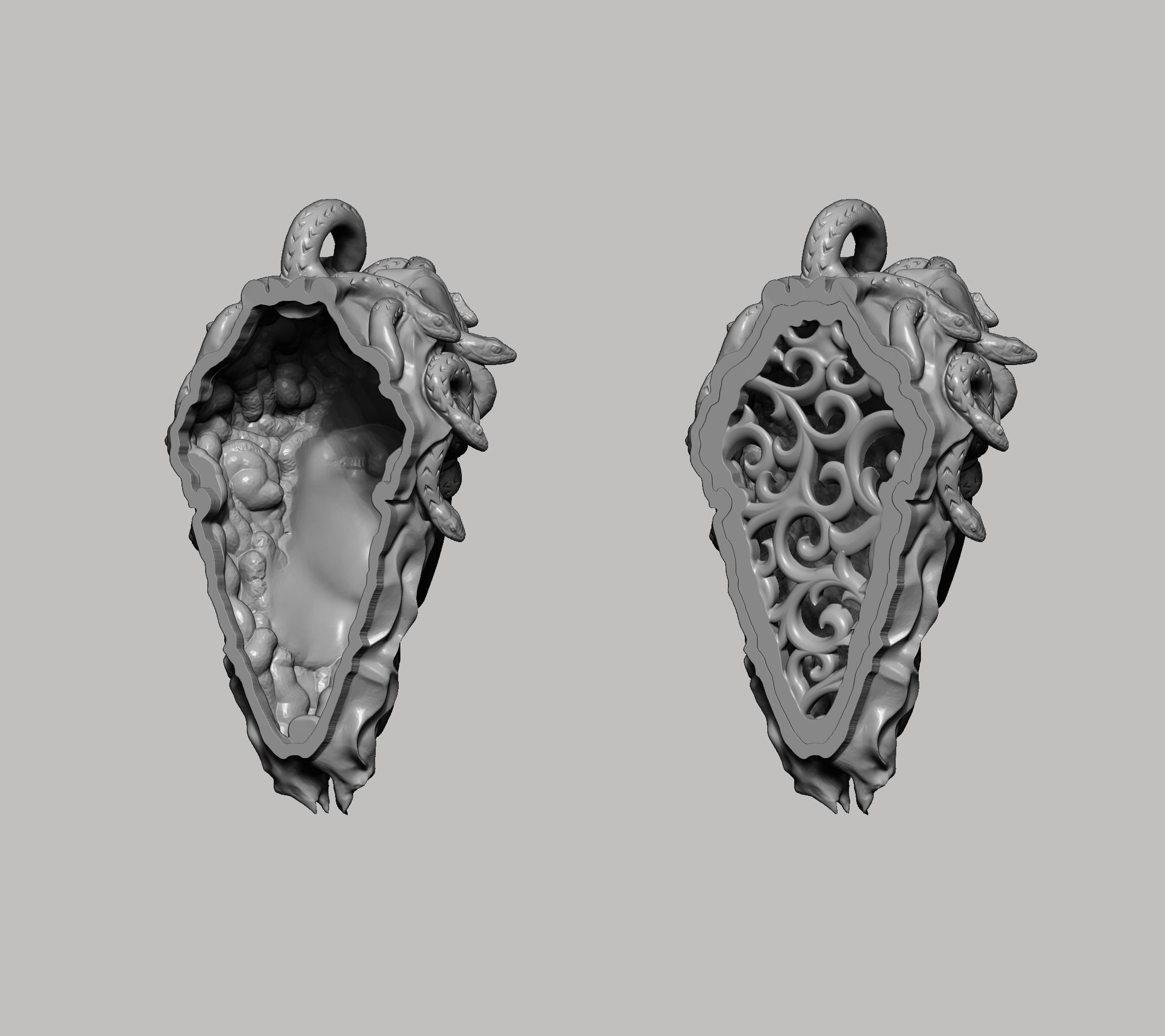 Medusa gorgon jewelry pendant 3D print model_2
