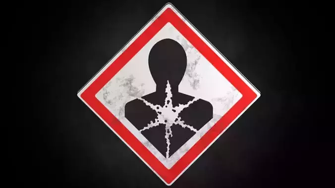 Serious health hazard warning sign Low-poly 3D model
