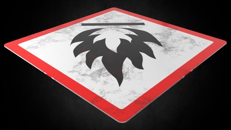 Flammable warning sign Low-poly 3D model_8