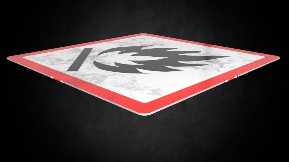 Flammable warning sign Low-poly 3D model_3