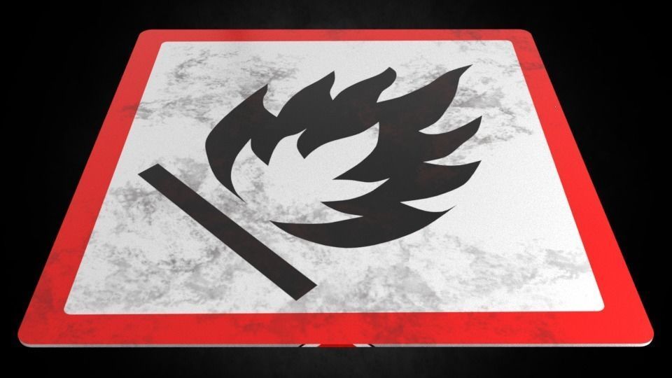 Flammable warning sign Low-poly 3D model_9