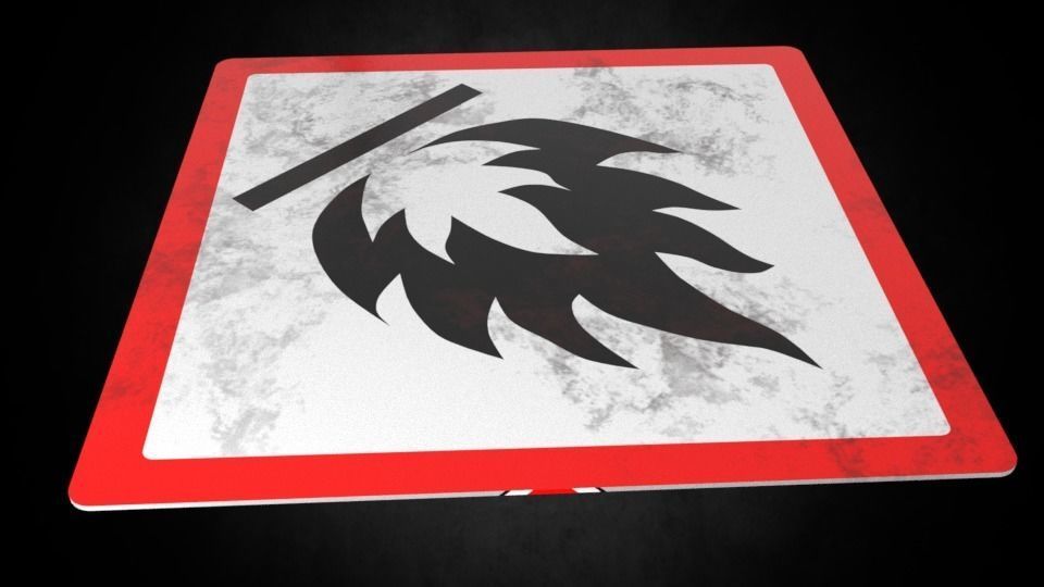Flammable warning sign Low-poly 3D model_6
