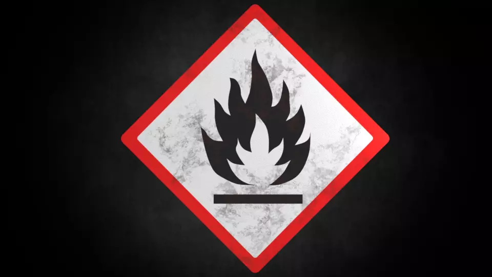 Flammable warning sign Low-poly 3D model_0