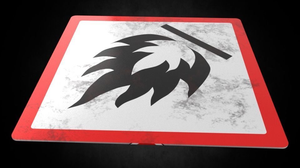 Flammable warning sign Low-poly 3D model_7