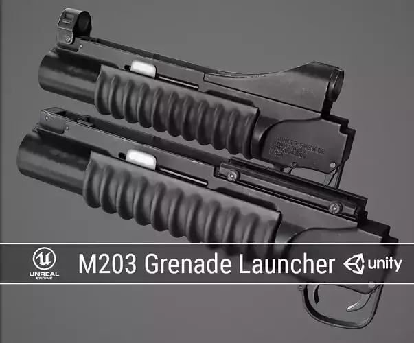 PBR M203 Grenade Launcher Low-poly 3D model