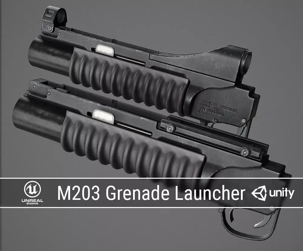 PBR M203 Grenade Launcher Low-poly 3D model_0