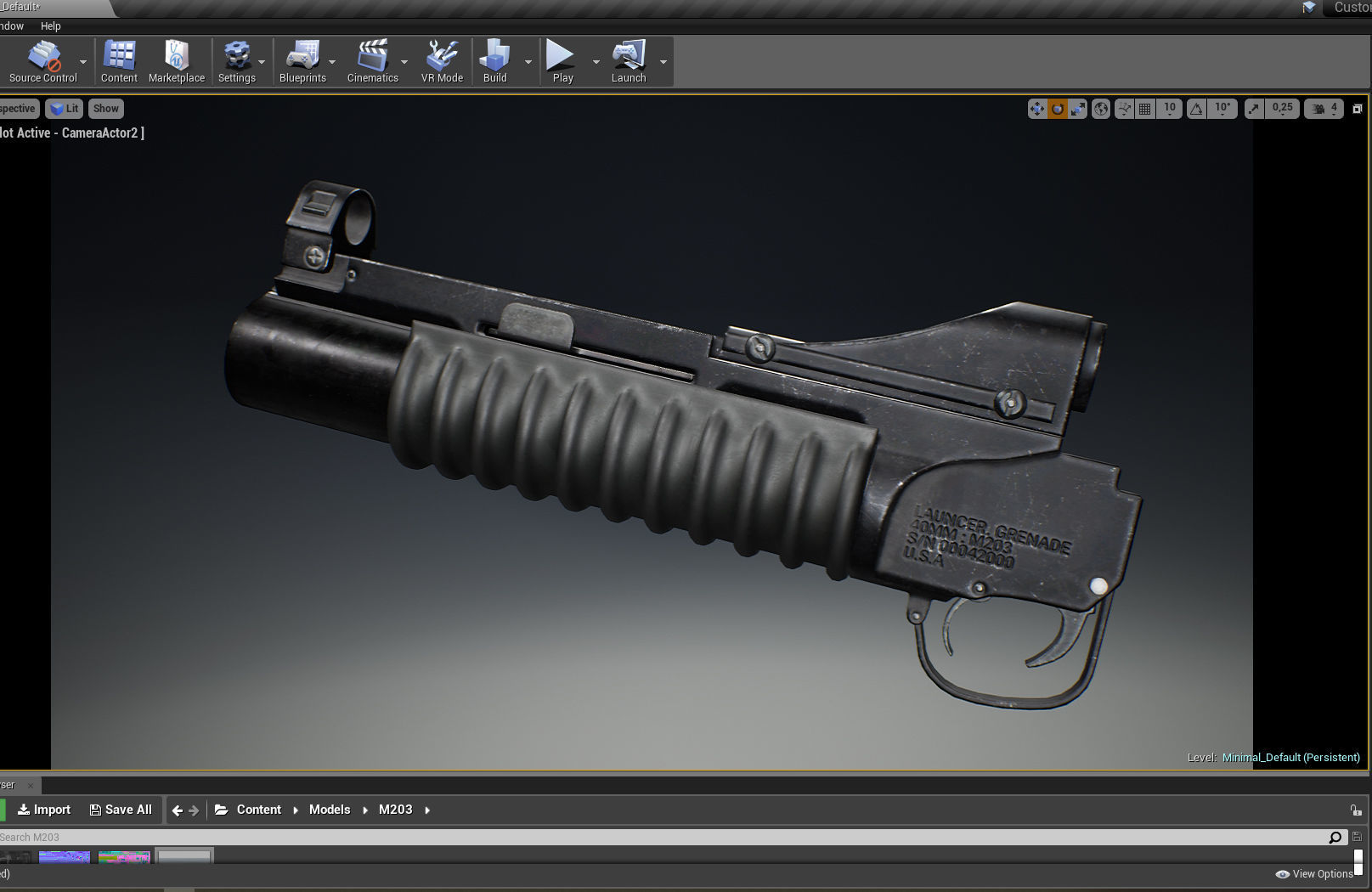 PBR M203 Grenade Launcher Low-poly 3D model_7
